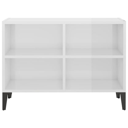 Tv Stolek S Kovovými Nohami Bílý Vysoký Lesk 69,5 X 30 X 50 Cm