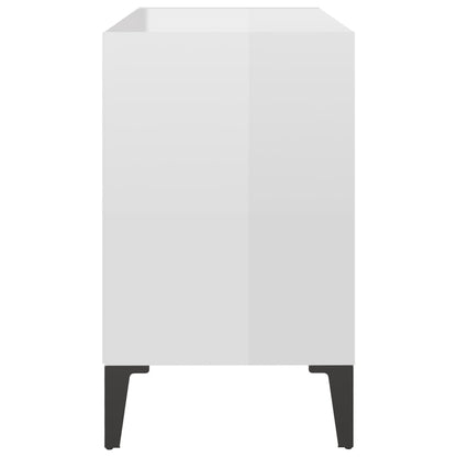 Tv Stolek S Kovovými Nohami Bílý Vysoký Lesk 69,5 X 30 X 50 Cm