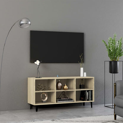 Tv Stolek S Kovovými Nohami Bílý Vysoký Lesk 69,5 X 30 X 50 Cm
