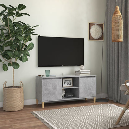 Tv Skříňka S Nohami Z Masivního Dřeva 103,5X35X50Cm