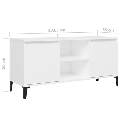 Tv Stolek S Kovovými Nohami Bílý 103,5 X 35 X 50 Cm