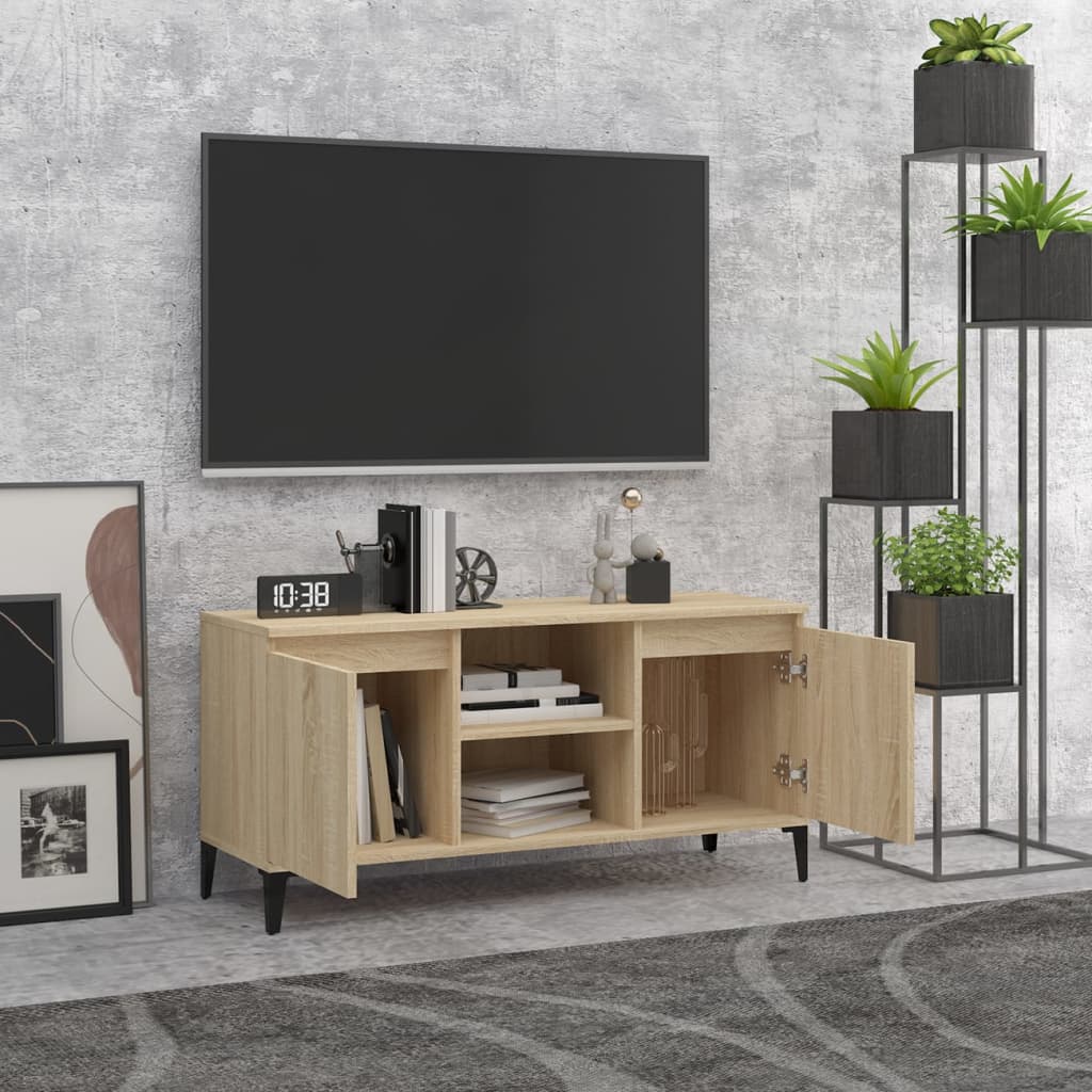 Tv Stolek S Kovovými Nohami Dub Sonoma 103,5 X 35 X 50 Cm