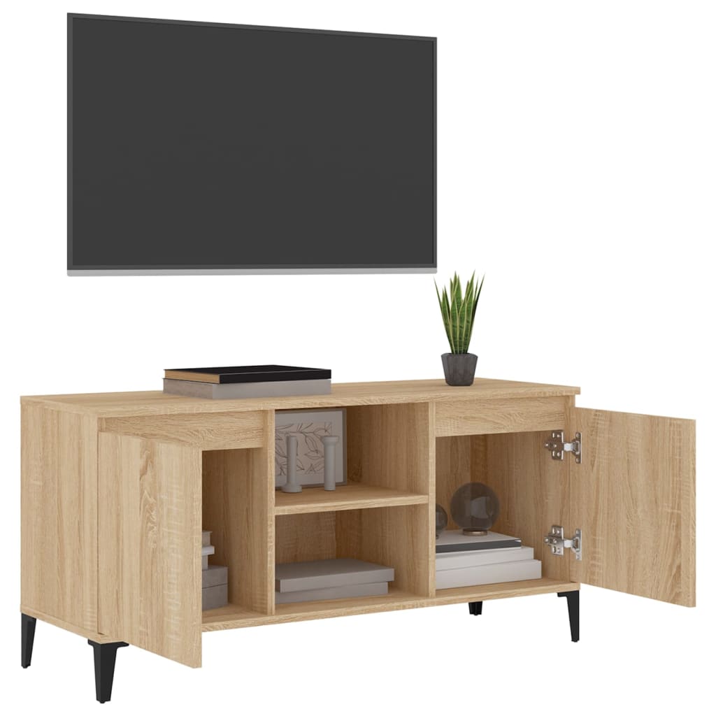 Tv Stolek S Kovovými Nohami Dub Sonoma 103,5 X 35 X 50 Cm
