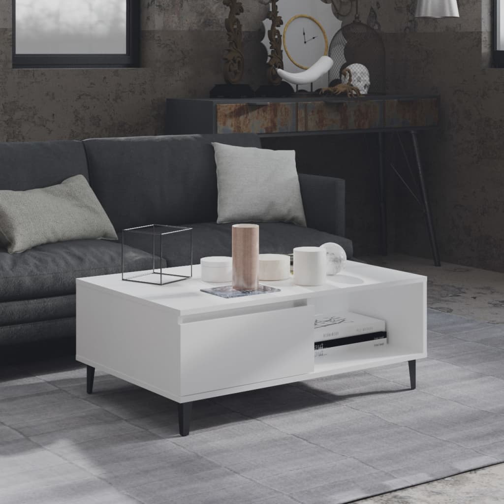 Konferenční Stolek Bílý 90 X 60 X 35 Cm Dřevotříska
