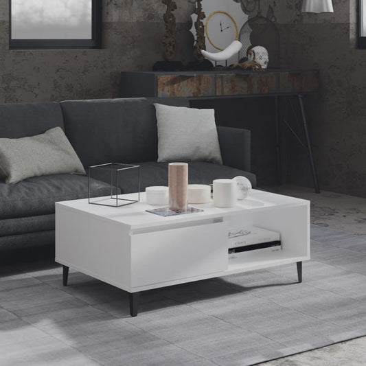 Konferenční Stolek Bílý 90 X 60 X 35 Cm Dřevotříska