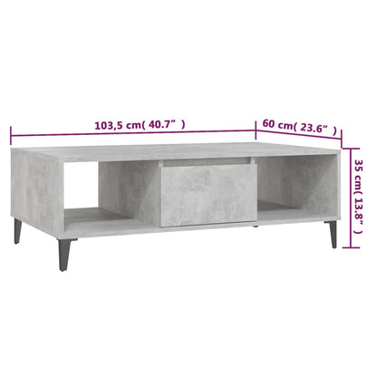 Konferenční Stolek Betonově Šedý 103,5 X 60 X 35 Cm Kompozit