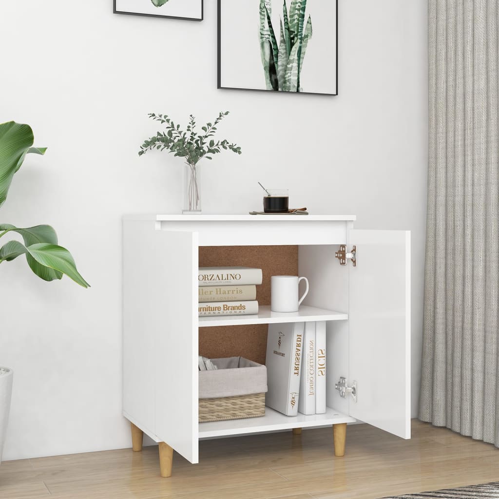 Příborník S Dřevěnými Nohami Bílý 60X35X70 Cm Kompozitní Dřevo