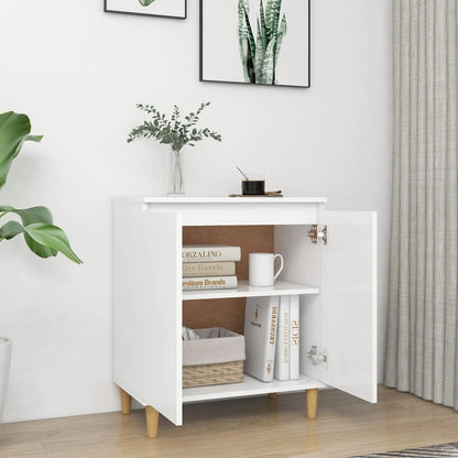 Příborník S Dřevěnými Nohami Bílý 60X35X70 Cm Kompozitní Dřevo