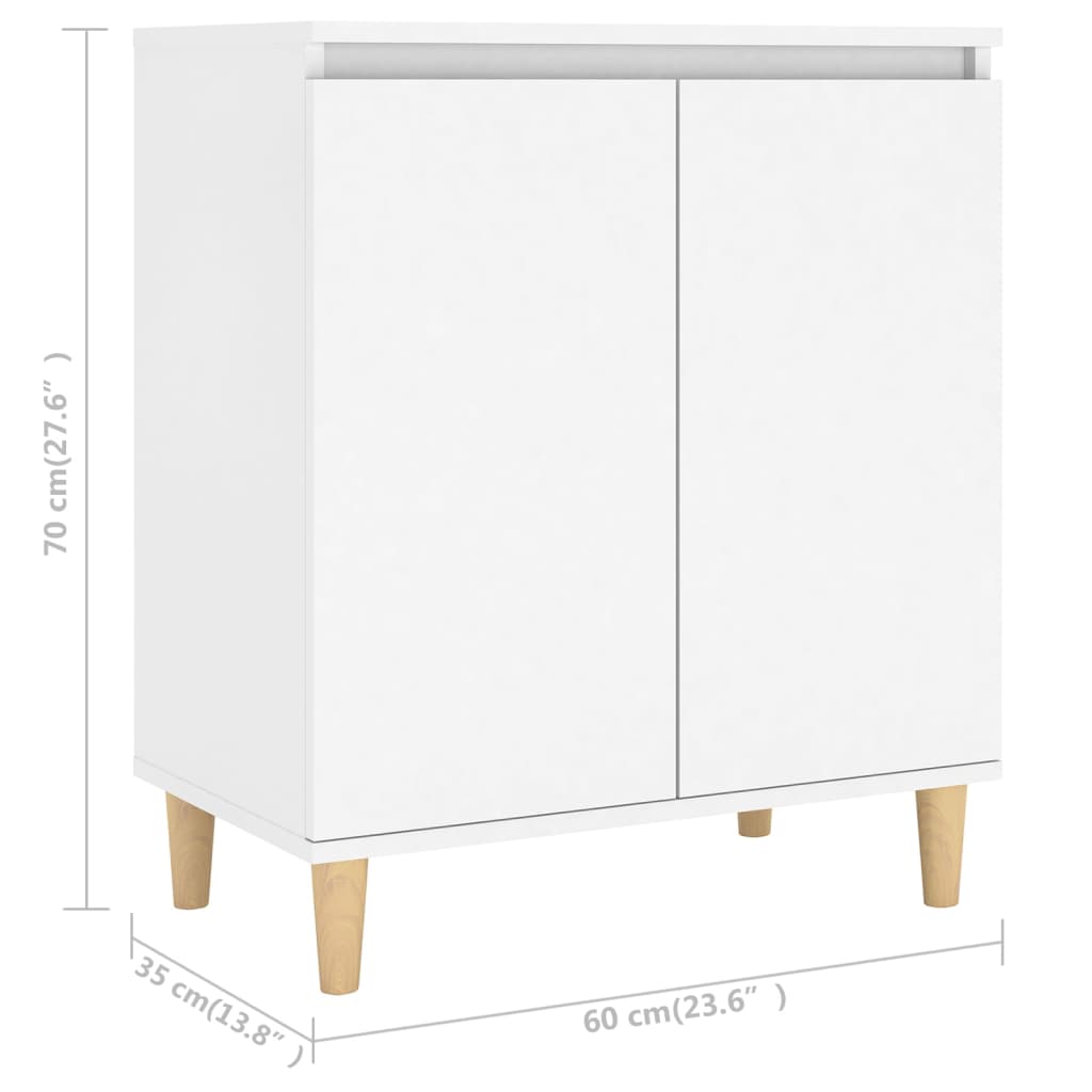 Příborník S Dřevěnými Nohami Bílý 60X35X70 Cm Kompozitní Dřevo