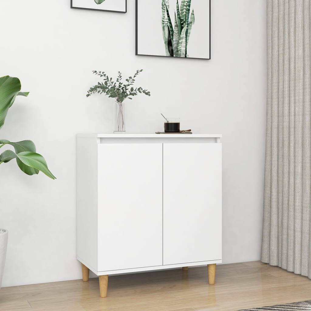 Příborník S Dřevěnými Nohami Bílý 60X35X70 Cm Kompozitní Dřevo