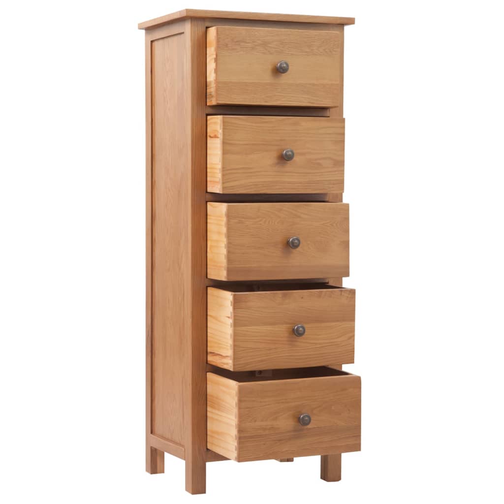 Vysoká Komoda Se Zásuvkami 45X32X110 Cm Masivní Dubové Dřevo