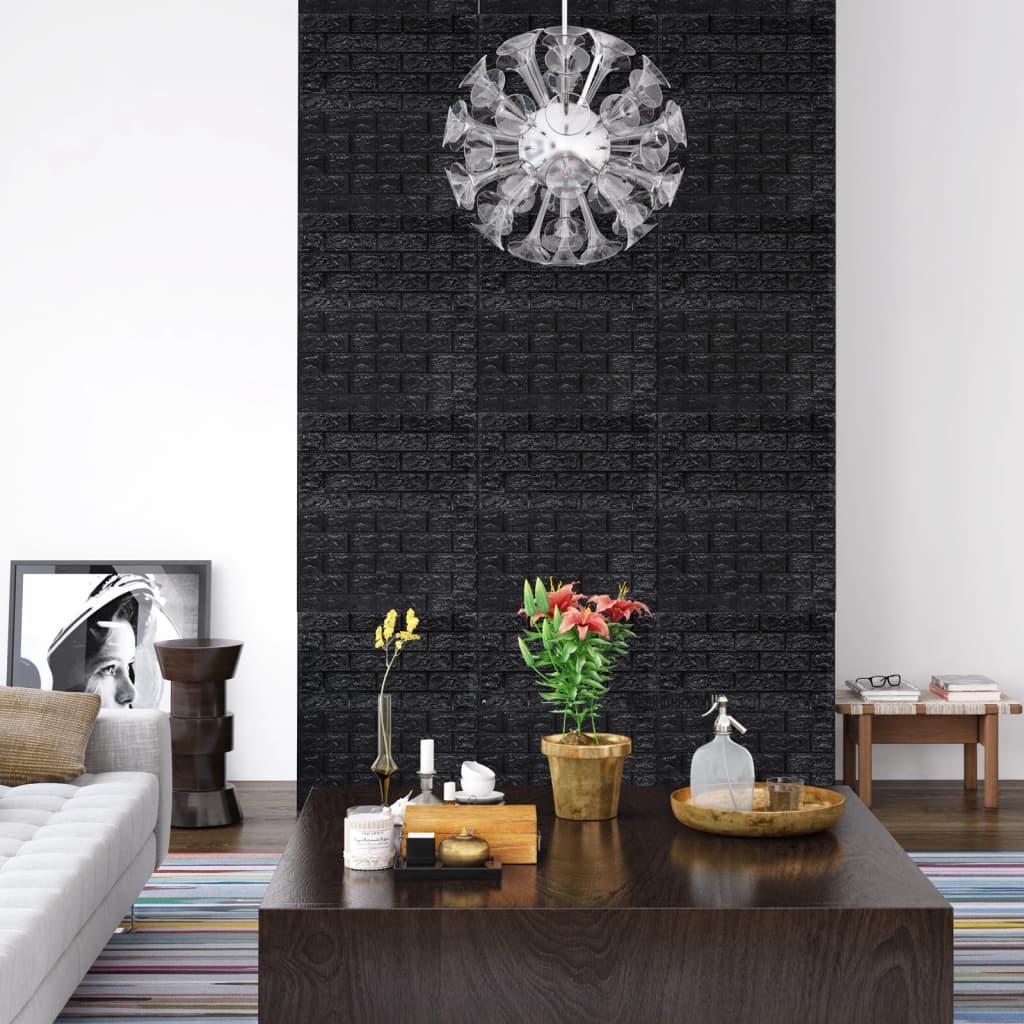 3D Tapeta Cihly Samolepící 10 Ks Černá