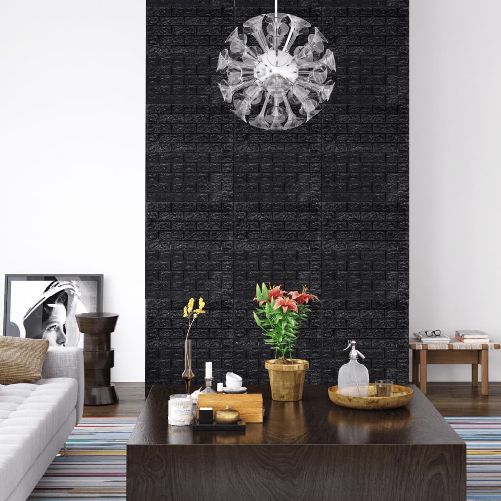 3D Tapeta Cihly Samolepící 10 Ks Černá