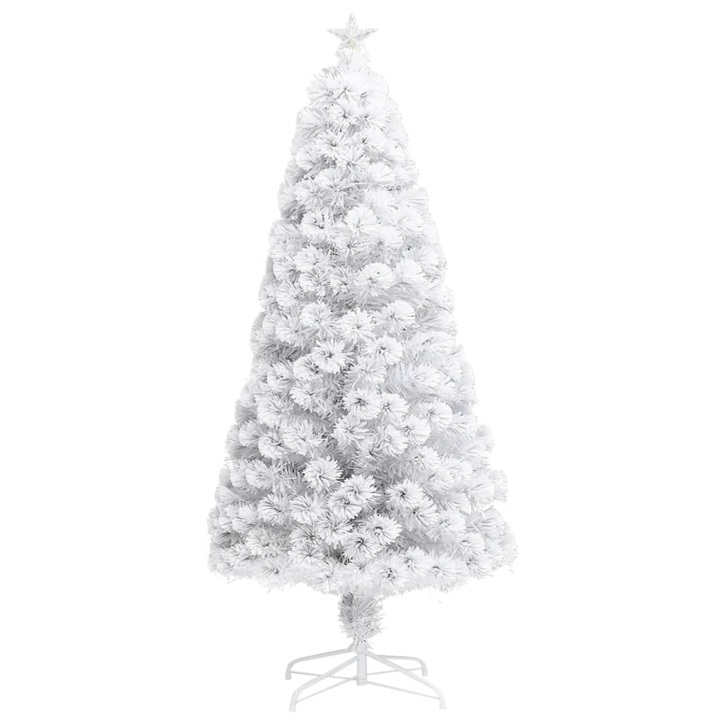 Vánoční Stromek S Led Osvětlením Bílý 120 Cm Optické Vlákno