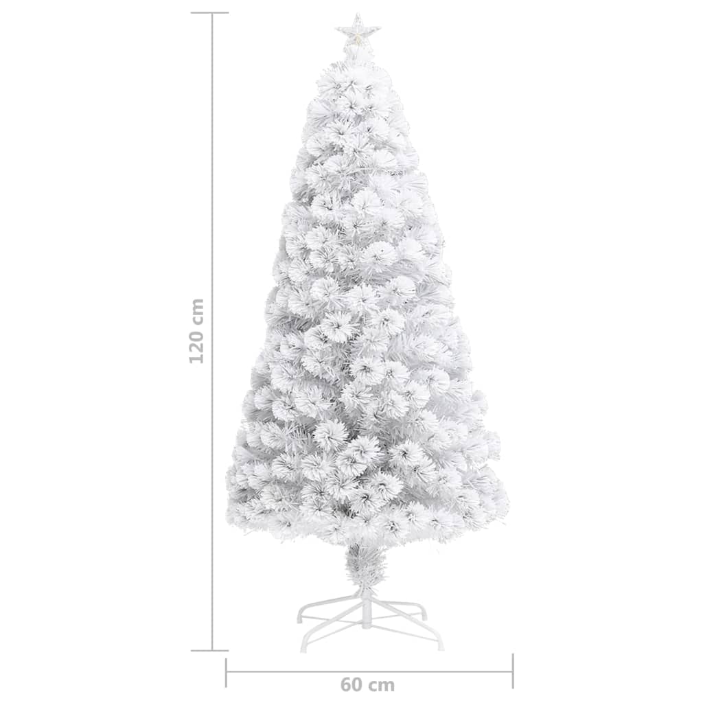 Vánoční Stromek S Led Osvětlením Bílý 120 Cm Optické Vlákno