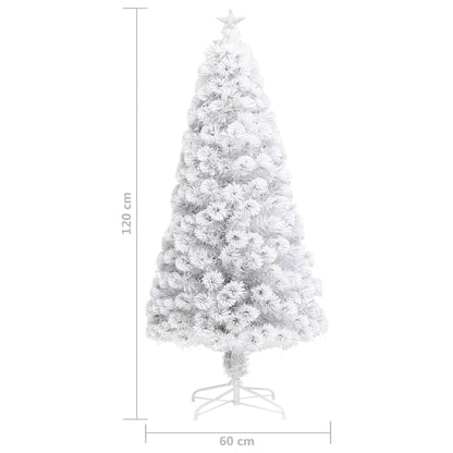 Vánoční Stromek S Led Osvětlením Bílý 120 Cm Optické Vlákno