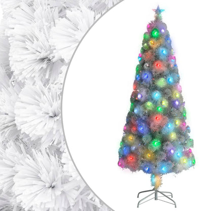 Vánoční Stromek S Led Osvětlením Bílý 210 Cm Optické Vlákno