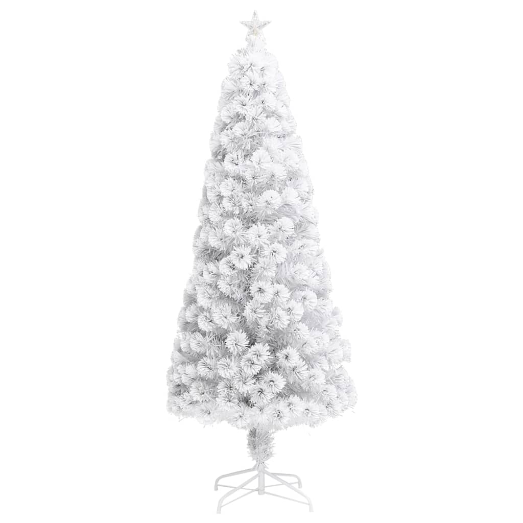 Vánoční Stromek S Led Osvětlením Bílý 210 Cm Optické Vlákno