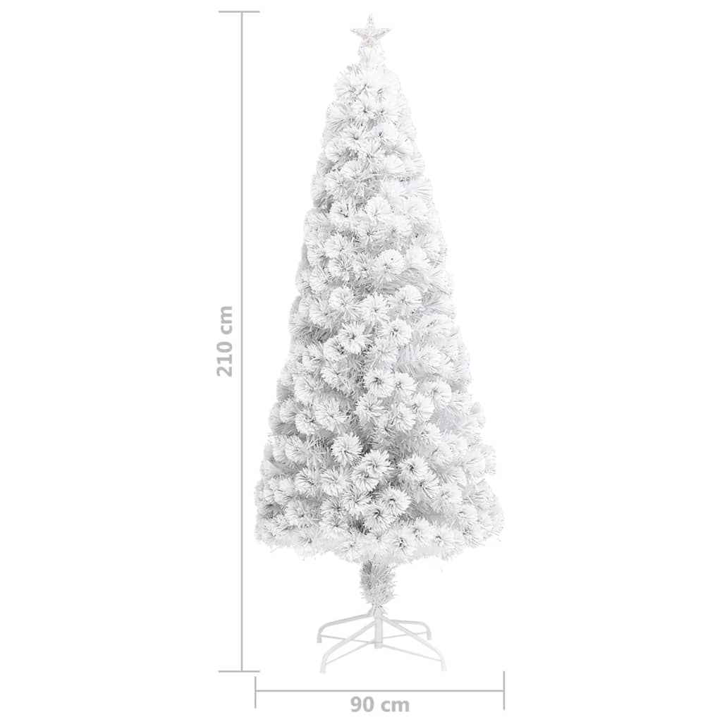 Vánoční Stromek S Led Osvětlením Bílý 210 Cm Optické Vlákno