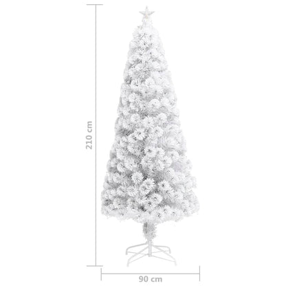 Vánoční Stromek S Led Osvětlením Bílý 210 Cm Optické Vlákno