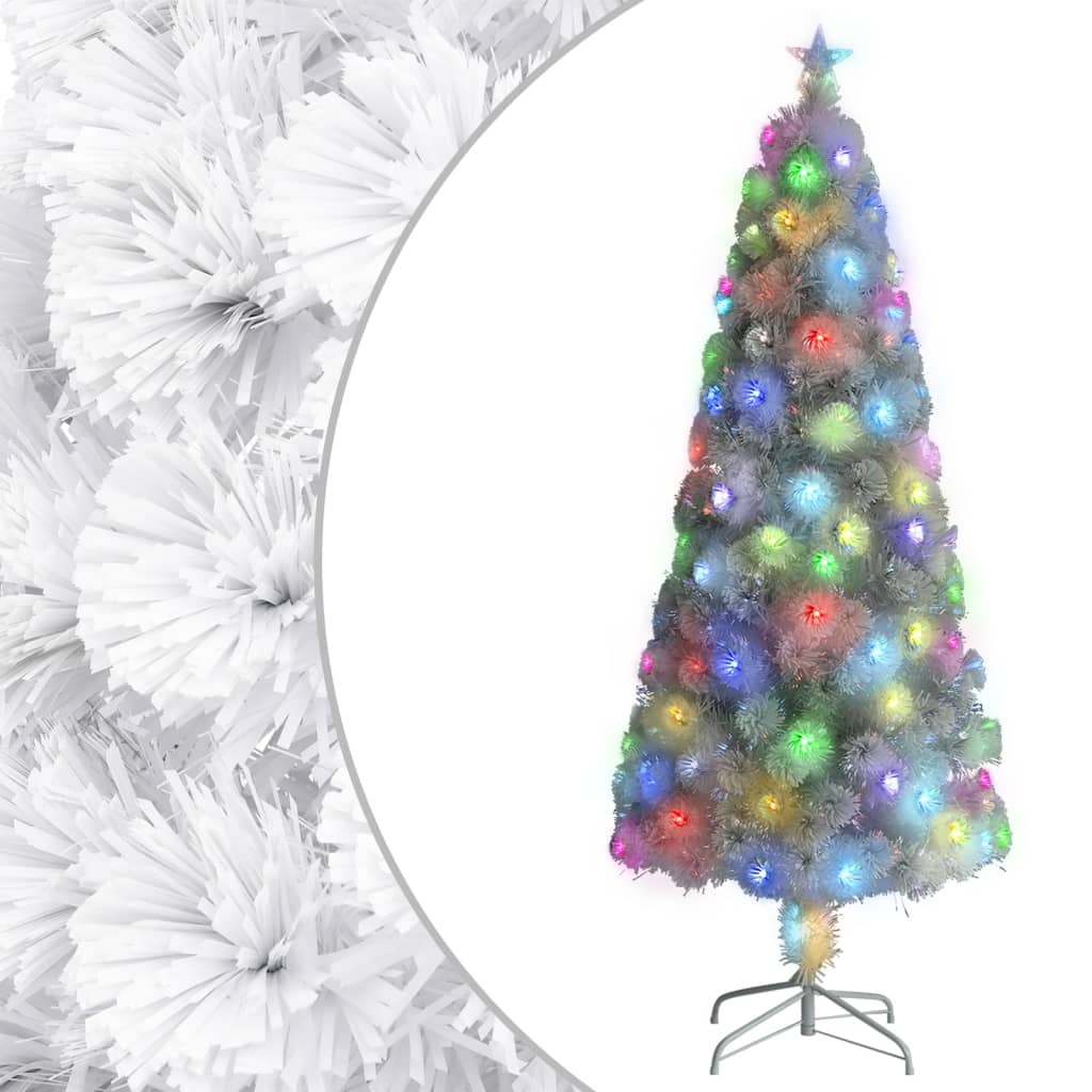 Vánoční Stromek S Led Osvětlením Bílý 240 Cm Optické Vlákno