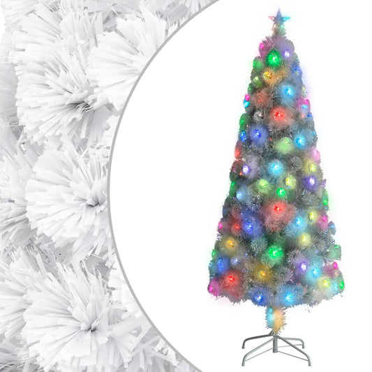 Vánoční Stromek S Led Osvětlením Bílý 240 Cm Optické Vlákno