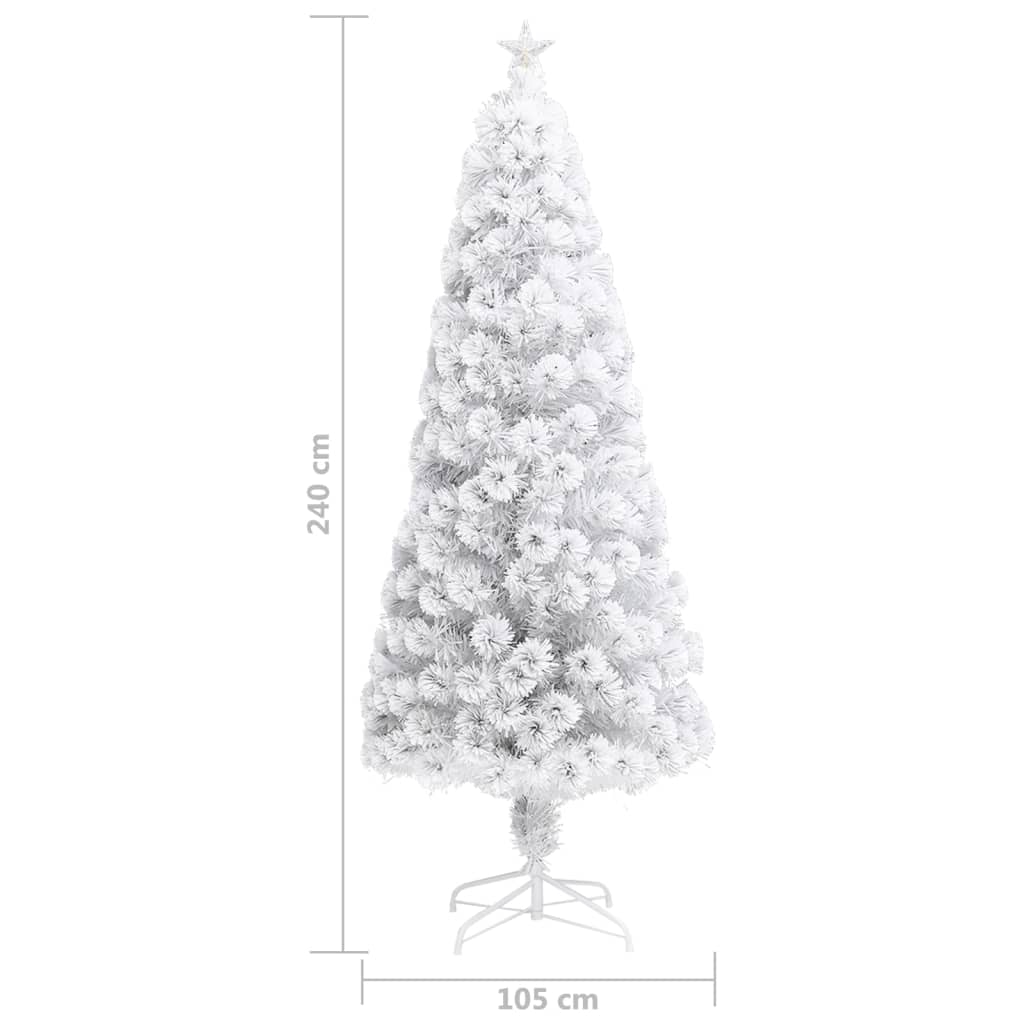 Vánoční Stromek S Led Osvětlením Bílý 240 Cm Optické Vlákno