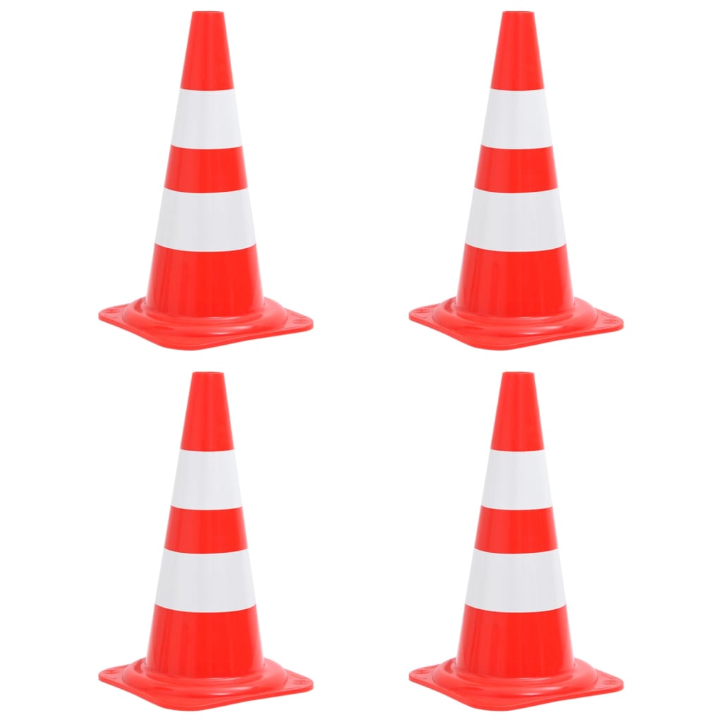 10 Reflexních Dopravních Kuželů Červeno-Bílých 50 Cm
