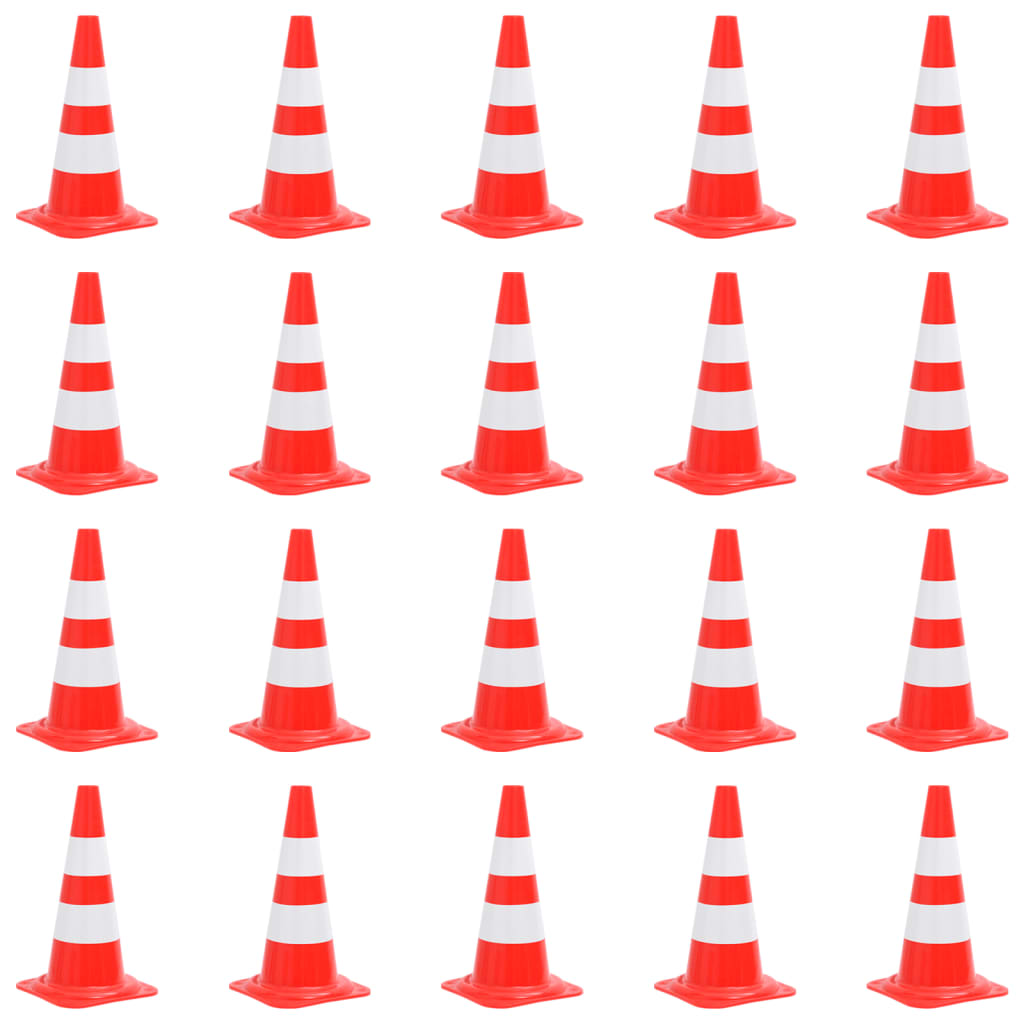 10 Reflexních Dopravních Kuželů Červeno-Bílých 50 Cm