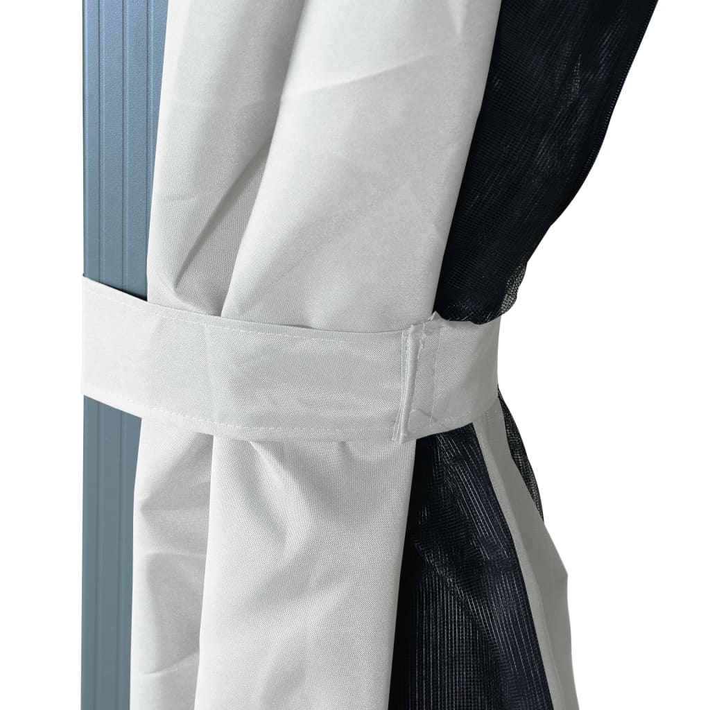 Altán Se Závěsy A Světelnými Led Řetězy 3 X 3 M Krémový Hliník