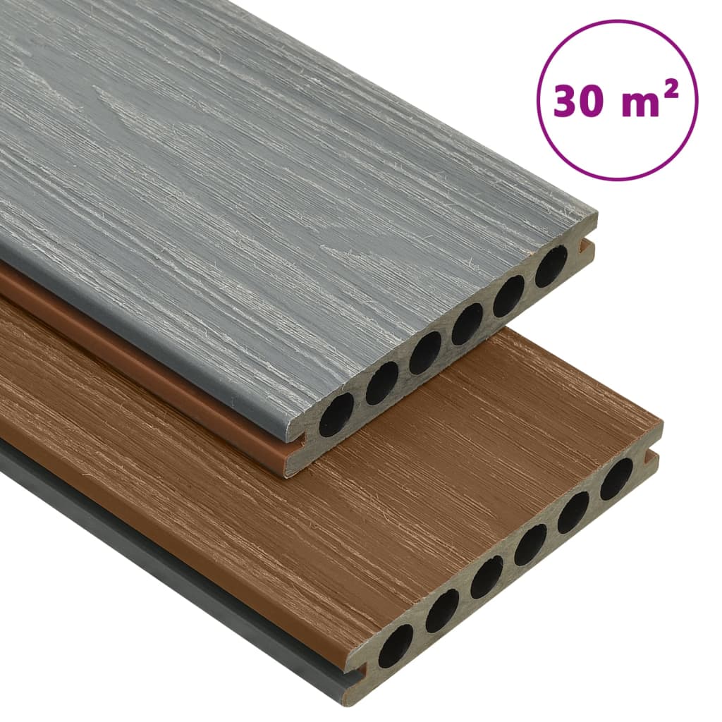 Terasová Prkna Wpc S Příslušenstvím Hnědá A Šedá 20 M² 2,2 M