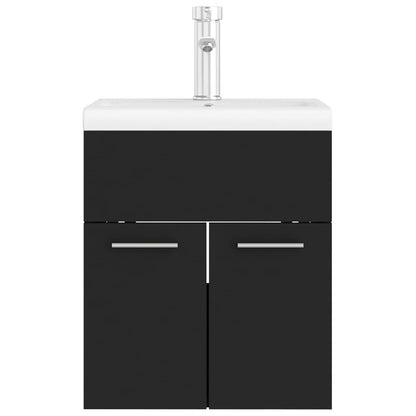 Skříňka Se Zápustným Umyvadlem Černá Kompozitní Dřevo Černá