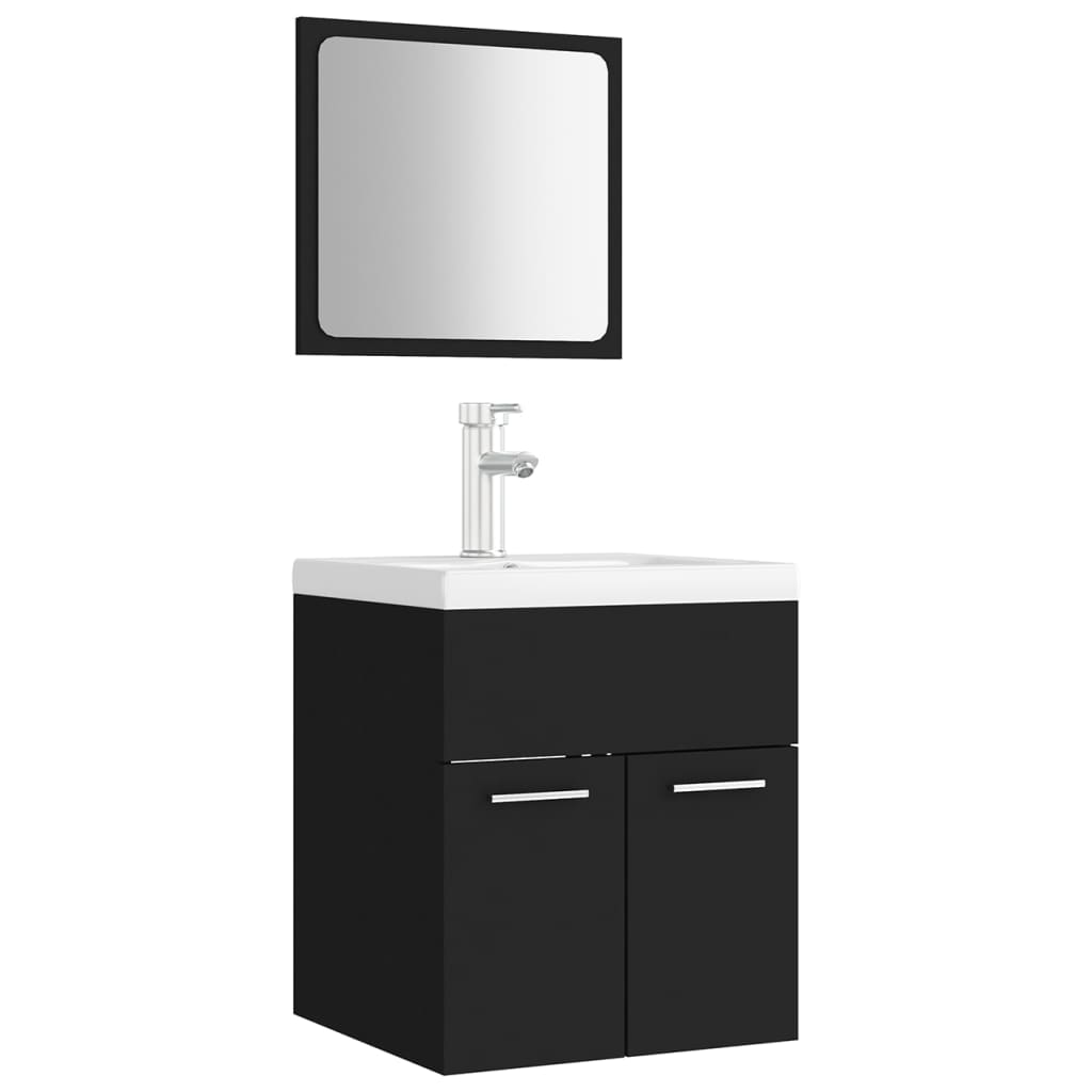 Set Koupelnového Nábytku Černý Dřevotříska