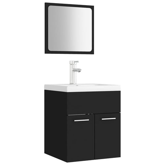 Set Koupelnového Nábytku Černý Dřevotříska