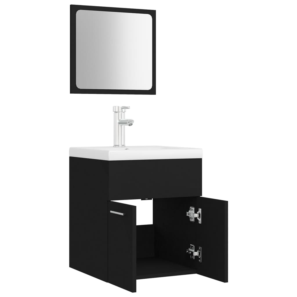 Set Koupelnového Nábytku Černý Dřevotříska