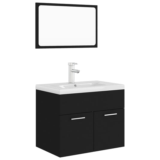 Set Koupelnového Nábytku Černý Dřevotříska