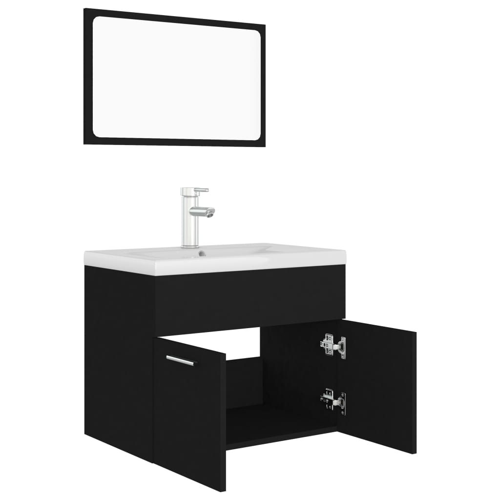 Set Koupelnového Nábytku Černý Dřevotříska
