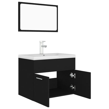 Set Koupelnového Nábytku Černý Dřevotříska