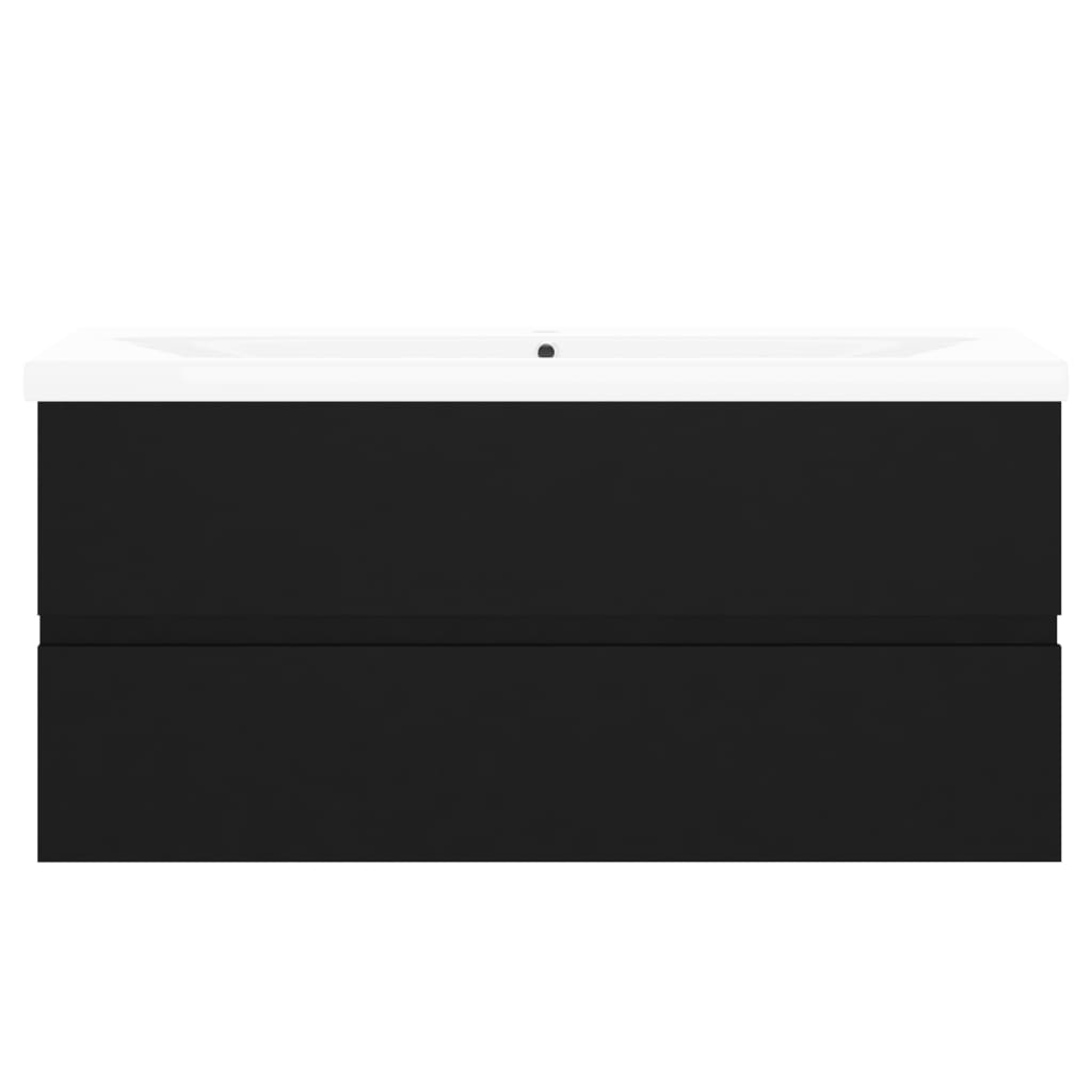 Skříňka Se Zápustným Umyvadlem Černá Kompozitní Dřevo Černá