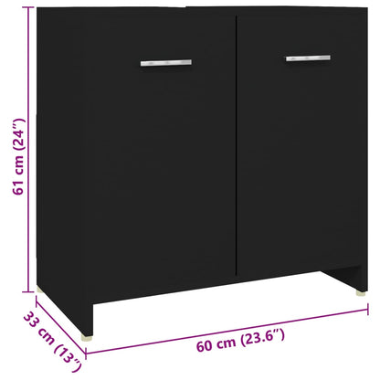 4Dílný Set Koupelnového Nábytku Černý