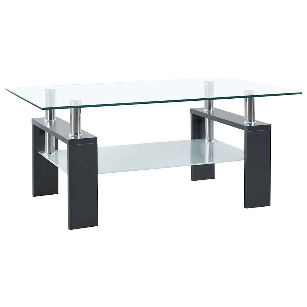 Konferenční Stolek Šedý A Průhledný 95X55X40 Cm Tvrzené Sklo