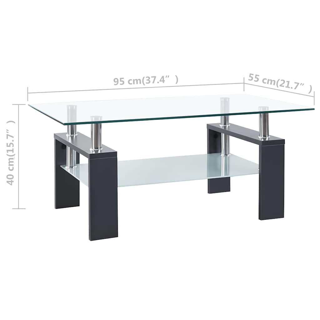Konferenční Stolek Šedý A Průhledný 95X55X40 Cm Tvrzené Sklo