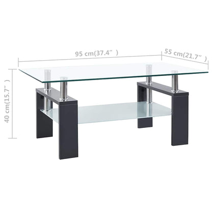 Konferenční Stolek Šedý A Průhledný 95X55X40 Cm Tvrzené Sklo