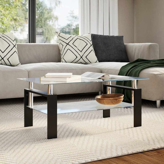 Konferenční Stolek Šedý A Průhledný 95X55X40 Cm Tvrzené Sklo
