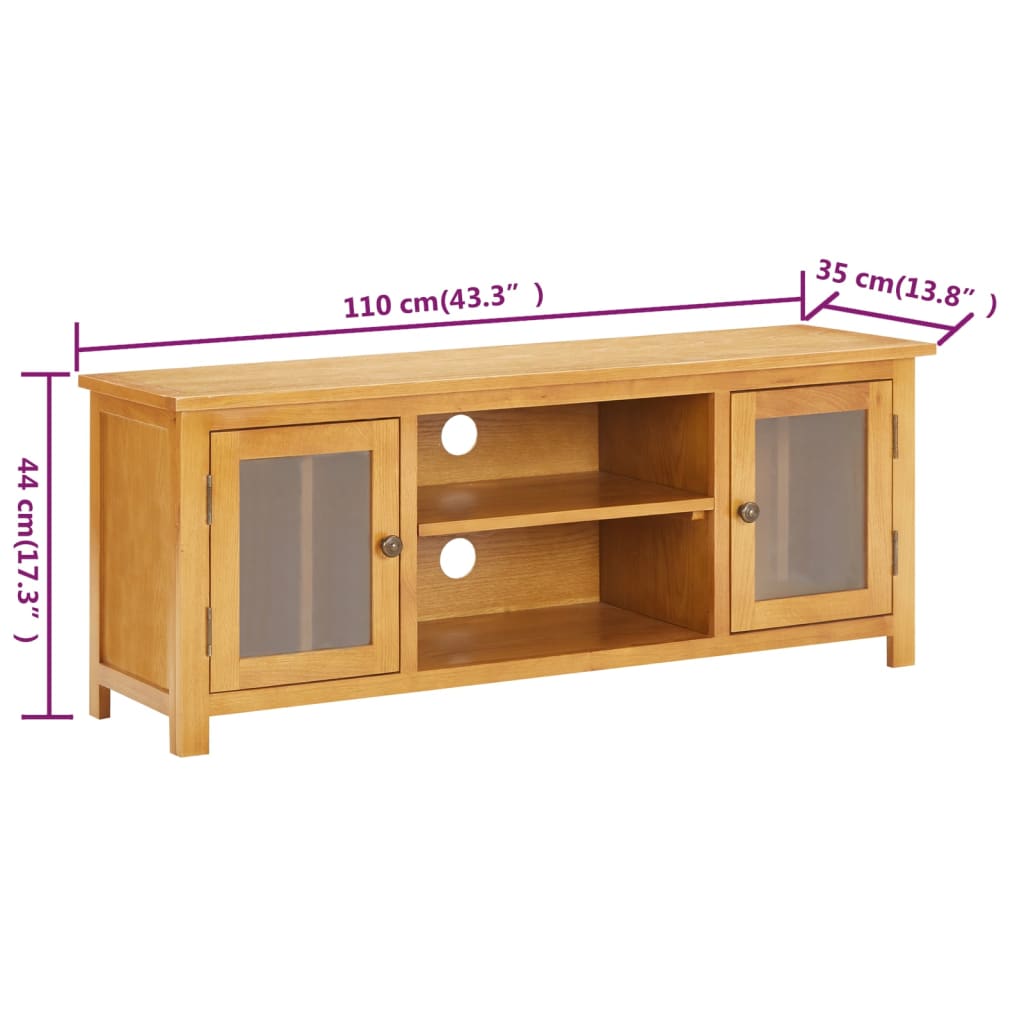 Tv Stolek 110 X 35 X 44 Cm Masivní Dubové Dřevo