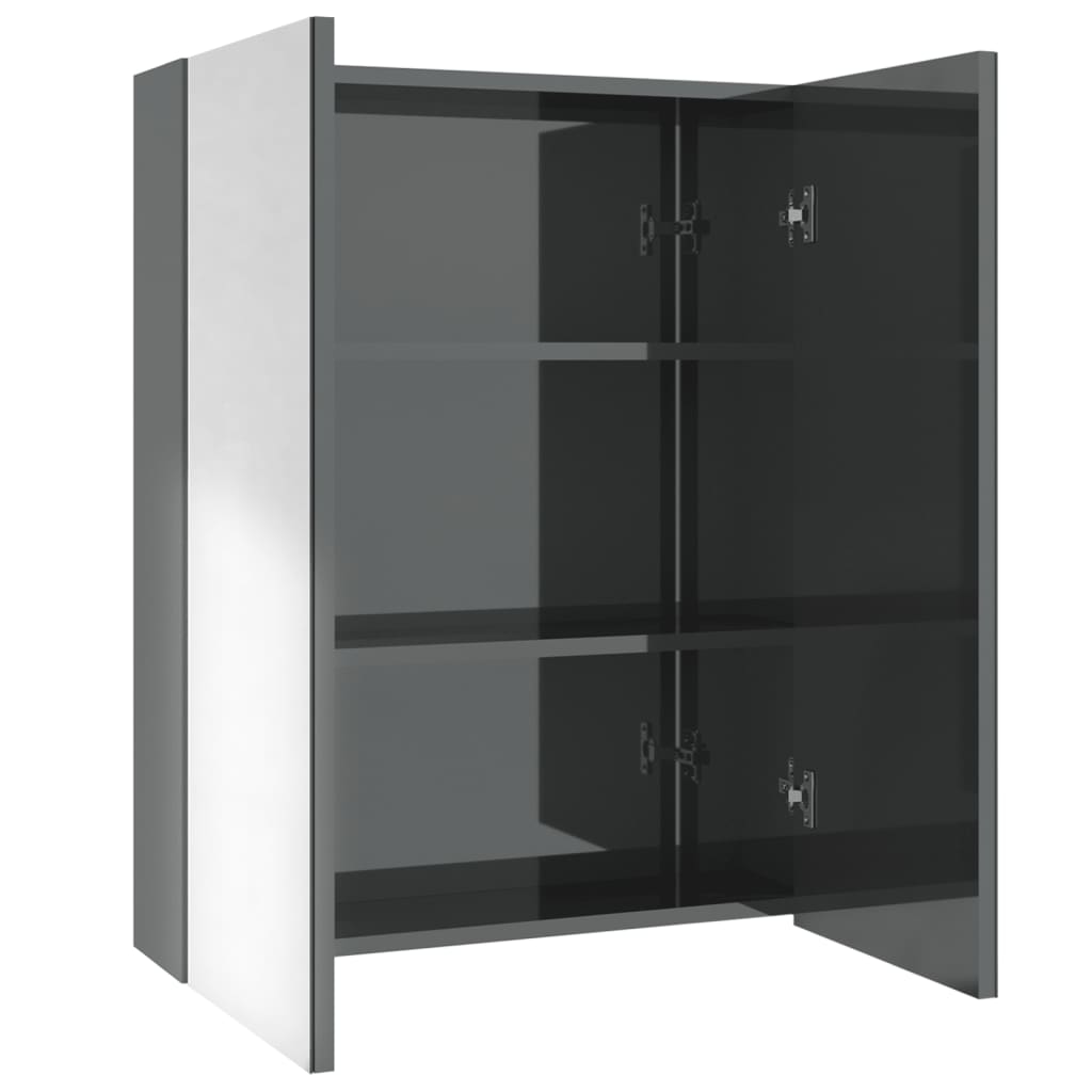 Koupelnová Skříňka Se Zrcadlem 60 X 15 X 75 Cm Mdf Zářivě Šedá