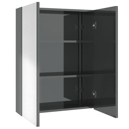 Koupelnová Skříňka Se Zrcadlem 60 X 15 X 75 Cm Mdf Zářivě Šedá
