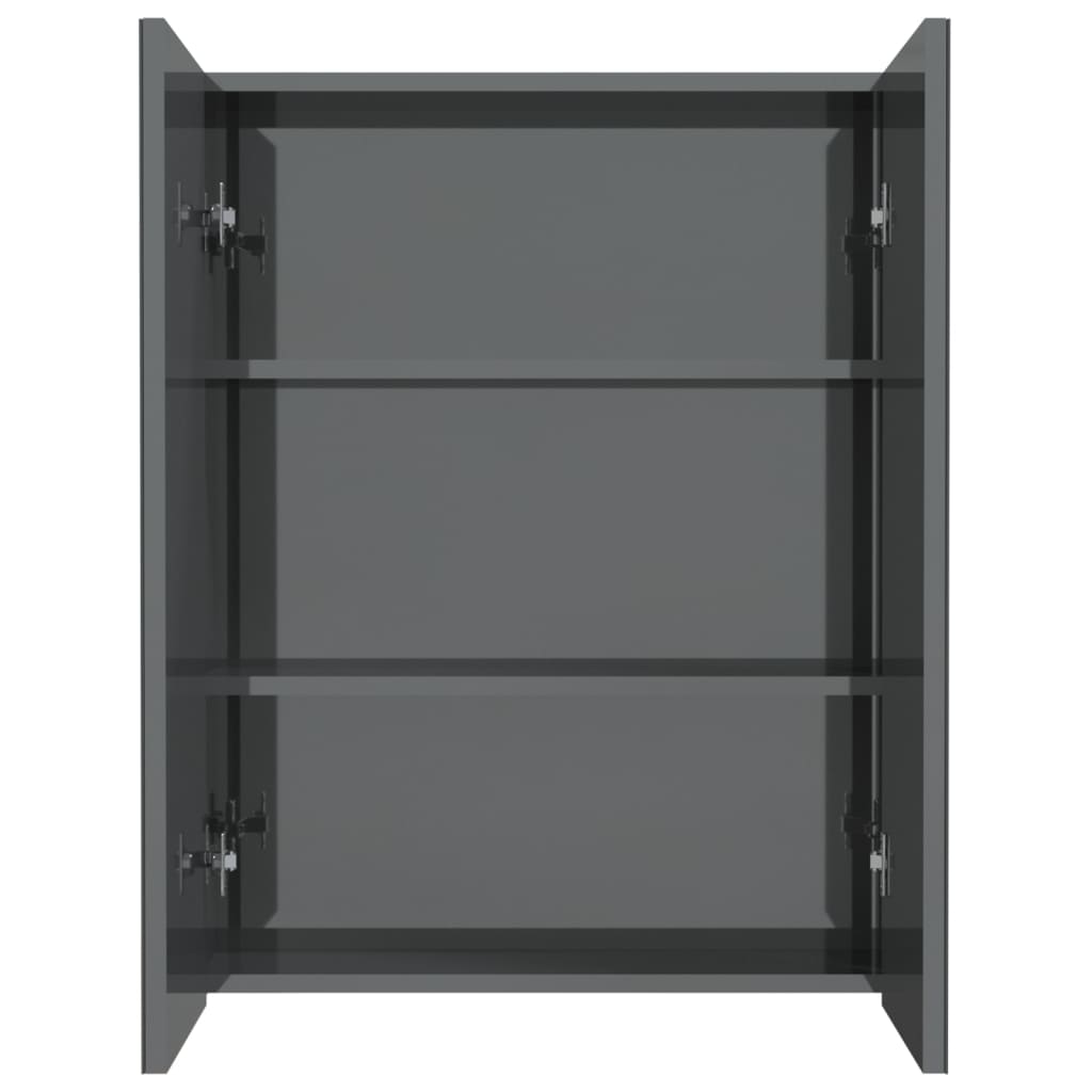 Koupelnová Skříňka Se Zrcadlem 60 X 15 X 75 Cm Mdf Zářivě Šedá