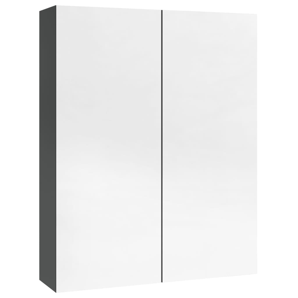 Koupelnová Skříňka Se Zrcadlem 60 X 15 X 75 Cm Mdf Zářivě Šedá