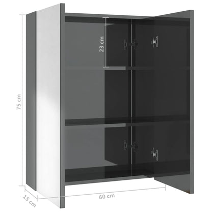 Koupelnová Skříňka Se Zrcadlem 60 X 15 X 75 Cm Mdf Zářivě Šedá